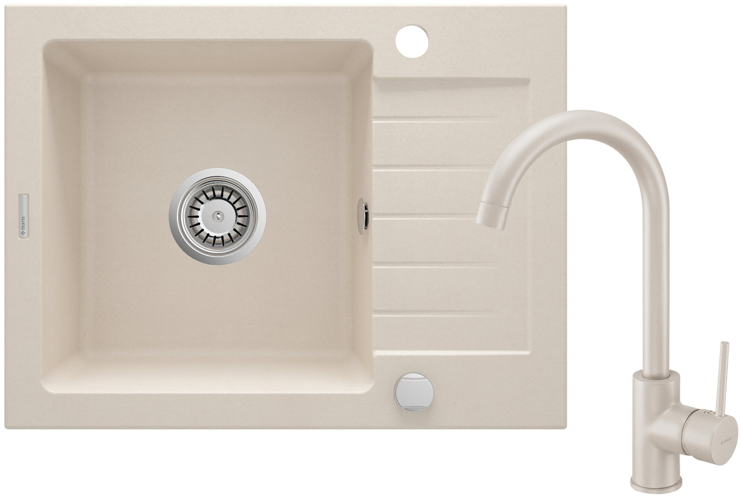 Granite sink with tap, 1-bowl with drainer