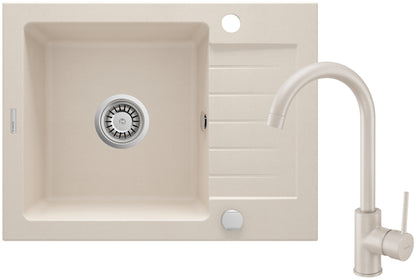 Granite sink with tap, 1-bowl with drainer