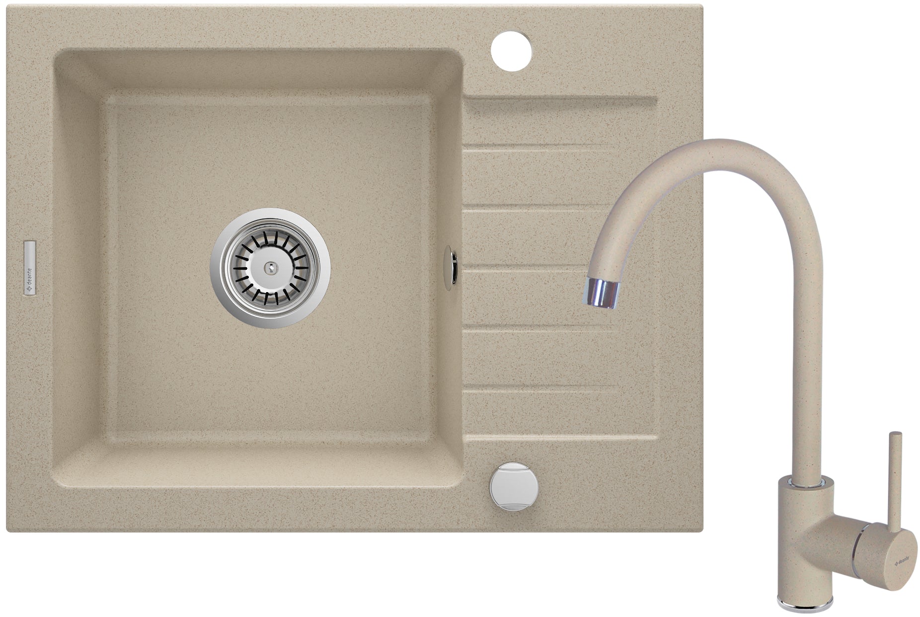 Granite sink with tap, 1-bowl with drainer