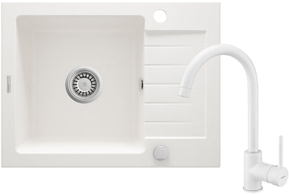 Granite sink with tap, 1-bowl with drainer