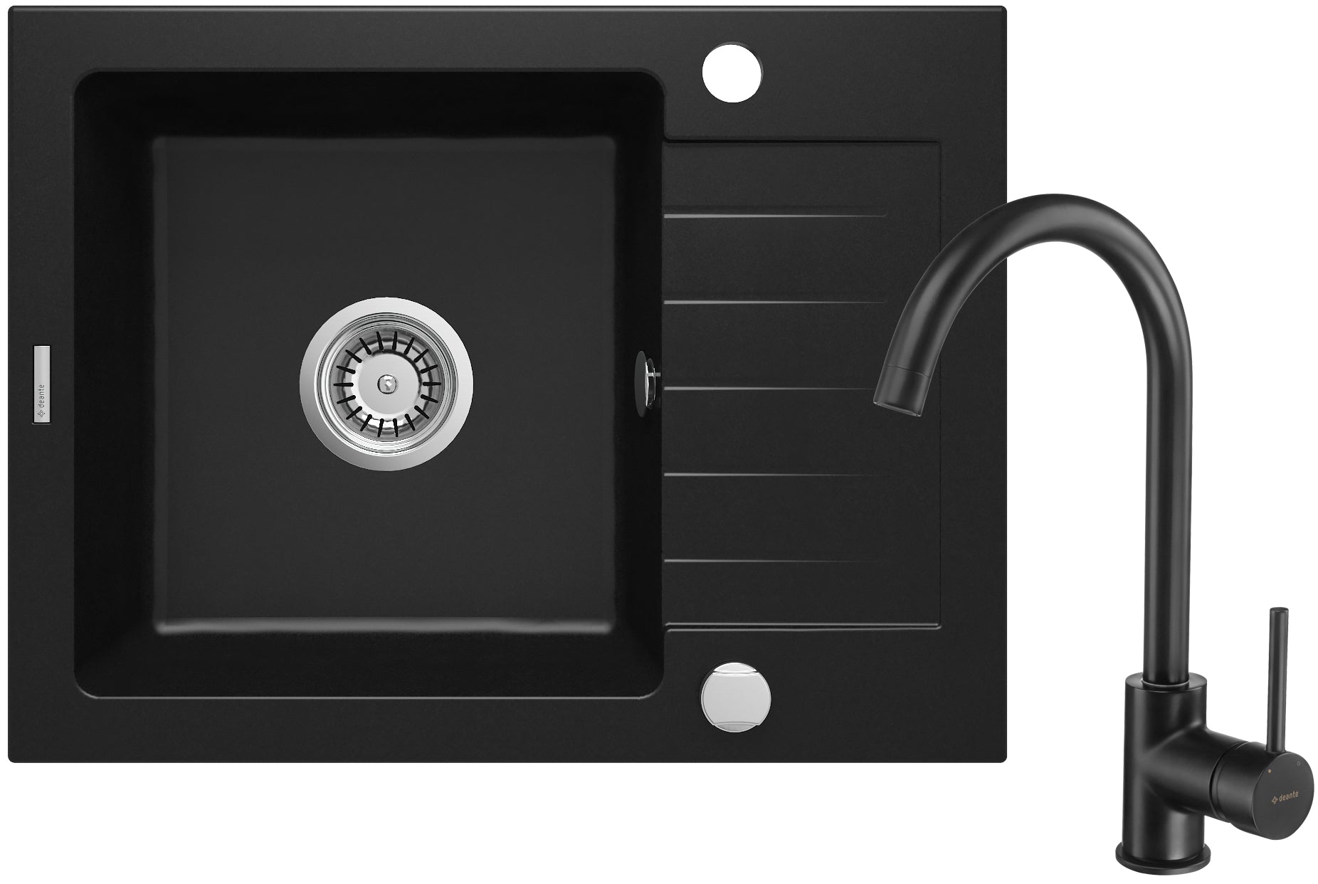 Granite sink with tap, 1-bowl with drainer