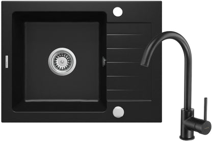 Granite sink with tap, 1-bowl with drainer