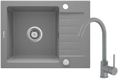 Granite sink with tap, 1-bowl with drainer