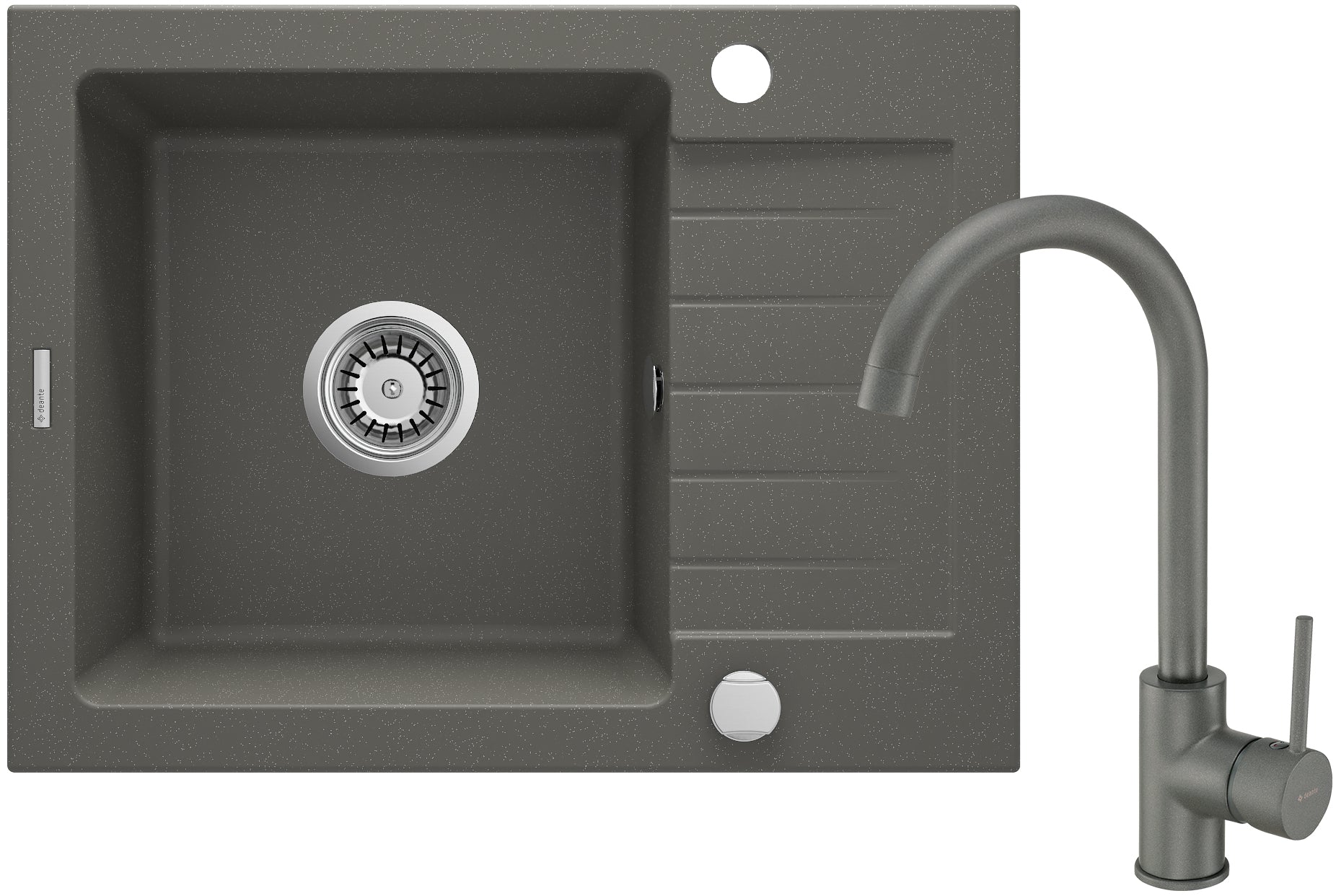 Granite sink with tap, 1-bowl with drainer