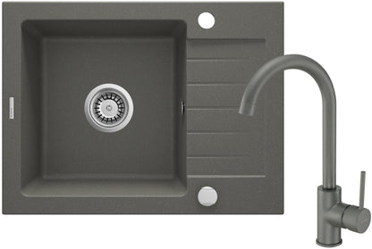 Granite sink with tap, 1-bowl with drainer