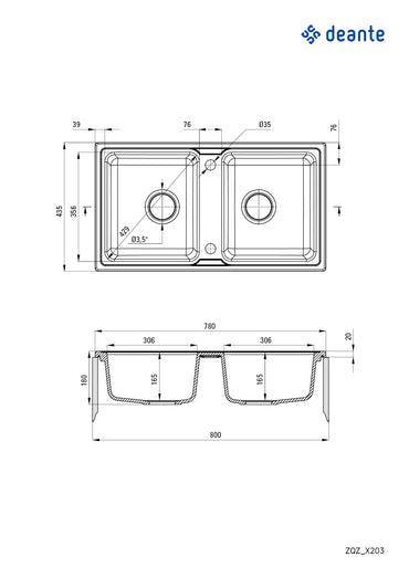 Granite sink, 2-bowl