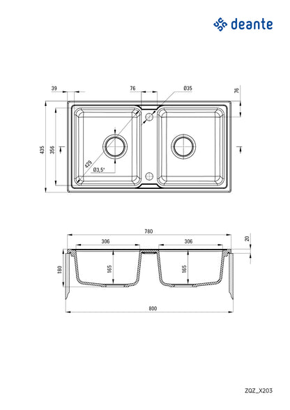 Granite sink, 2-bowl