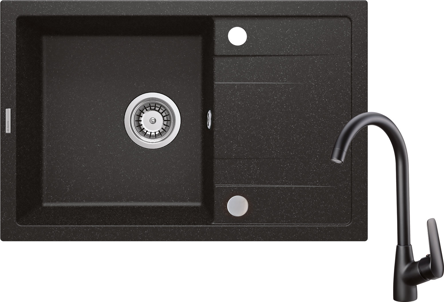 Granite sink with tap, 1-bowl with drainer