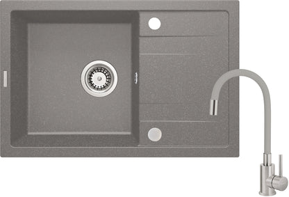Granite sink with tap, 1-bowl with drainer