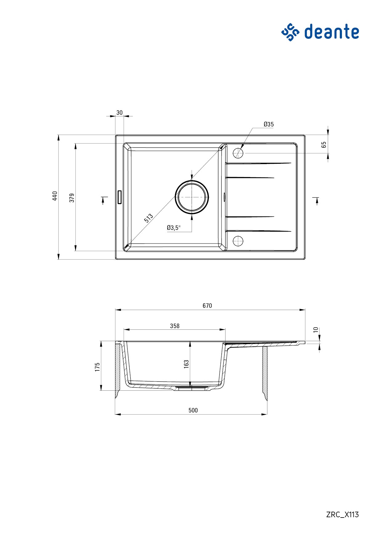 Granite sink, 1-bowl with drainer