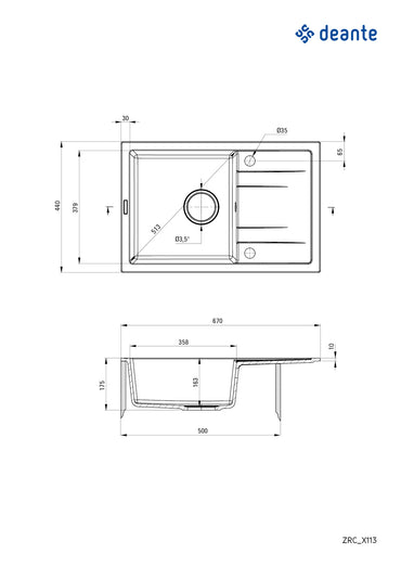 Granite sink, 1-bowl with drainer