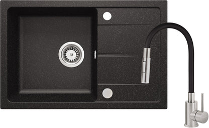 Granite sink with tap, with bendable spout