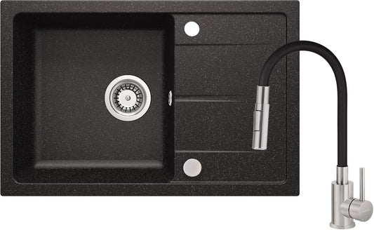 Granite sink with tap, with bendable spout