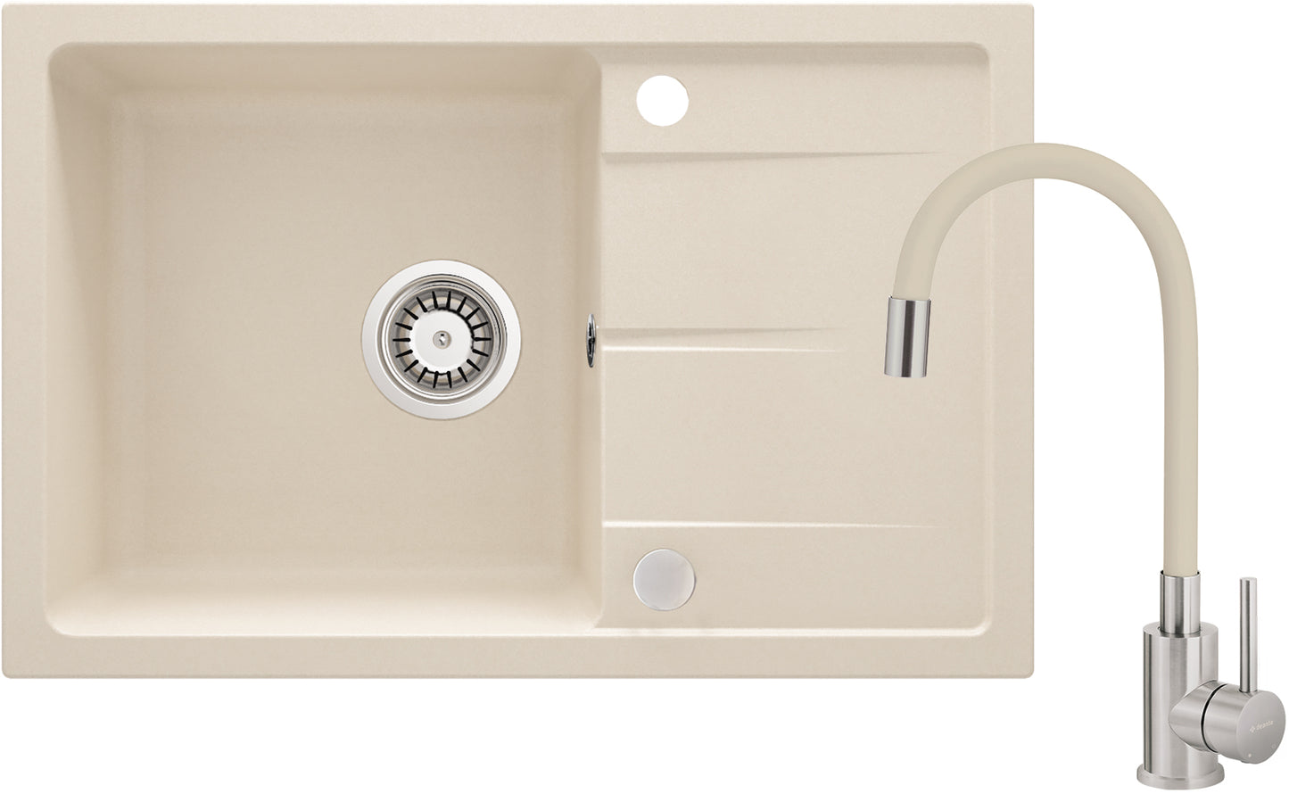 Granite sink with tap, with bendable spout