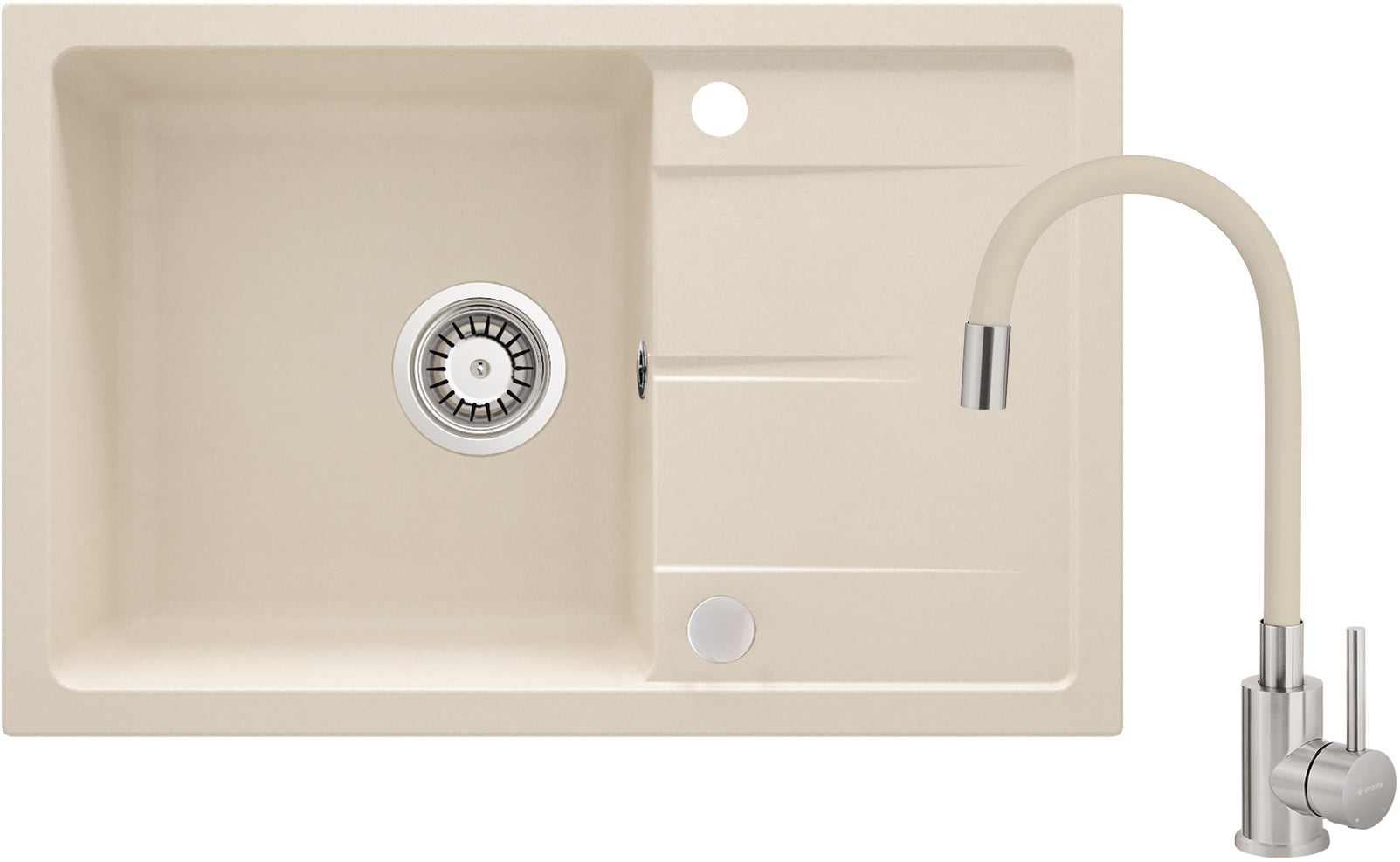 Granite sink with tap, with bendable spout