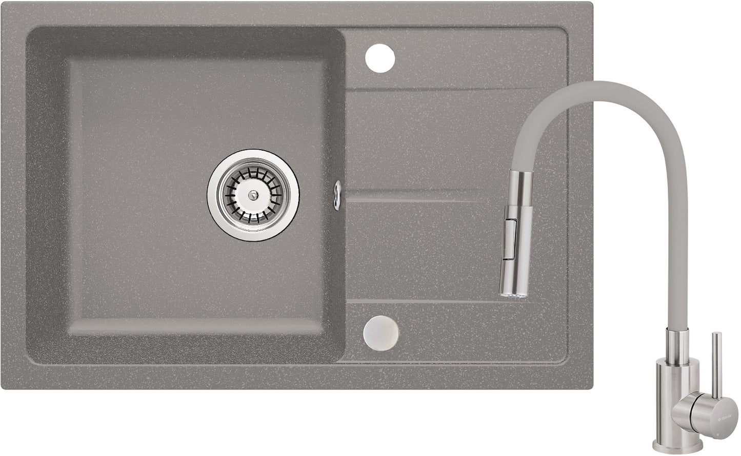 Granite sink with tap, with bendable spout