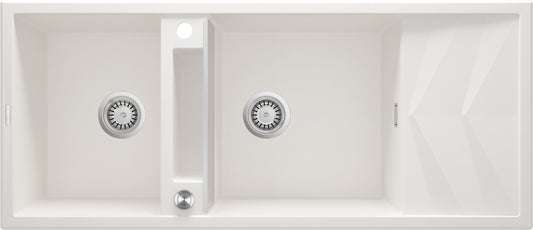 Magnetic granite sink, 2-bowl with drainer