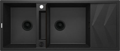 Magnetic granite sink, 2-bowl with drainer