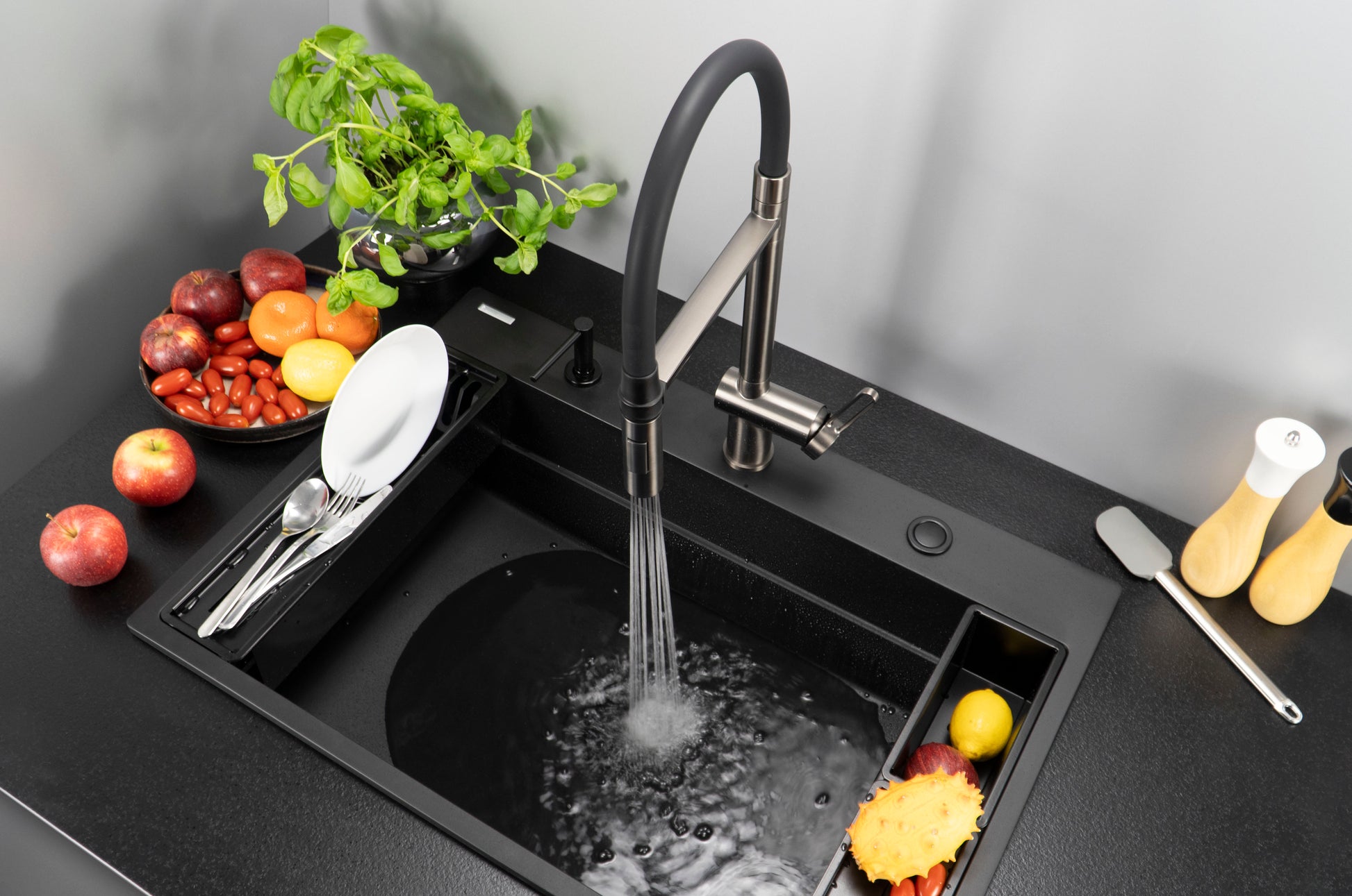 Magnetic granite sink, 1-bowl