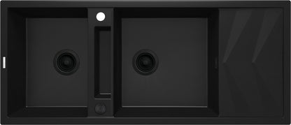 Magnetic granite sink, 2-bowl with drainer