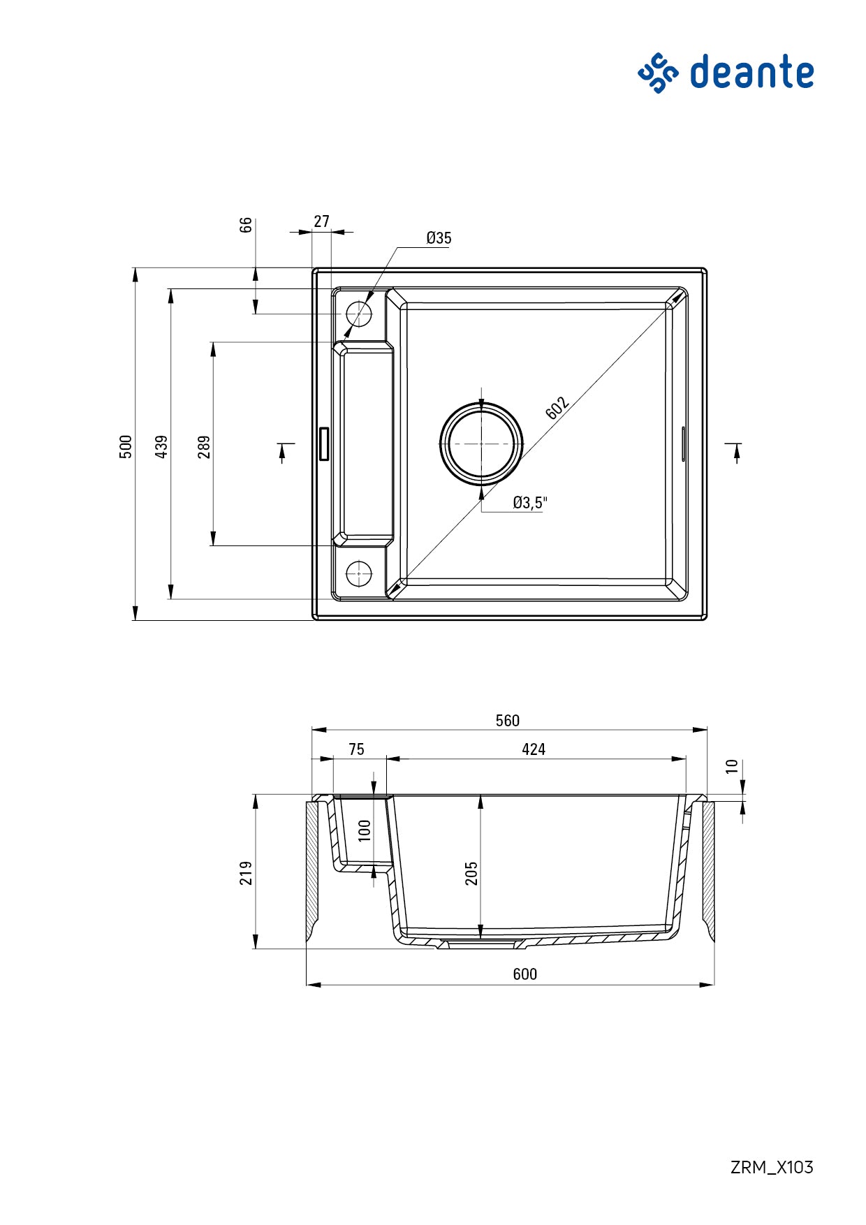 Magnetic granite sink, 1-bowl