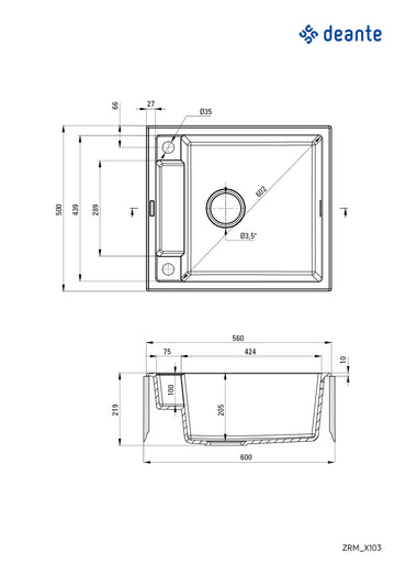 Magnetic granite sink, 1-bowl