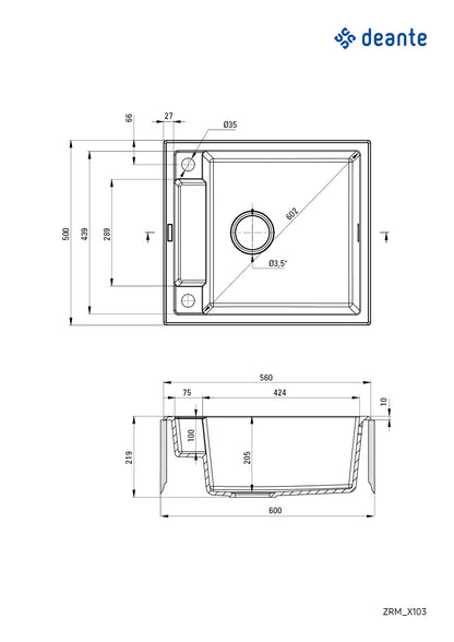 Magnetic granite sink, 1-bowl
