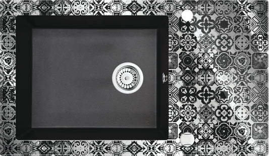 Glass-granite sink, 1-bowl with drainer