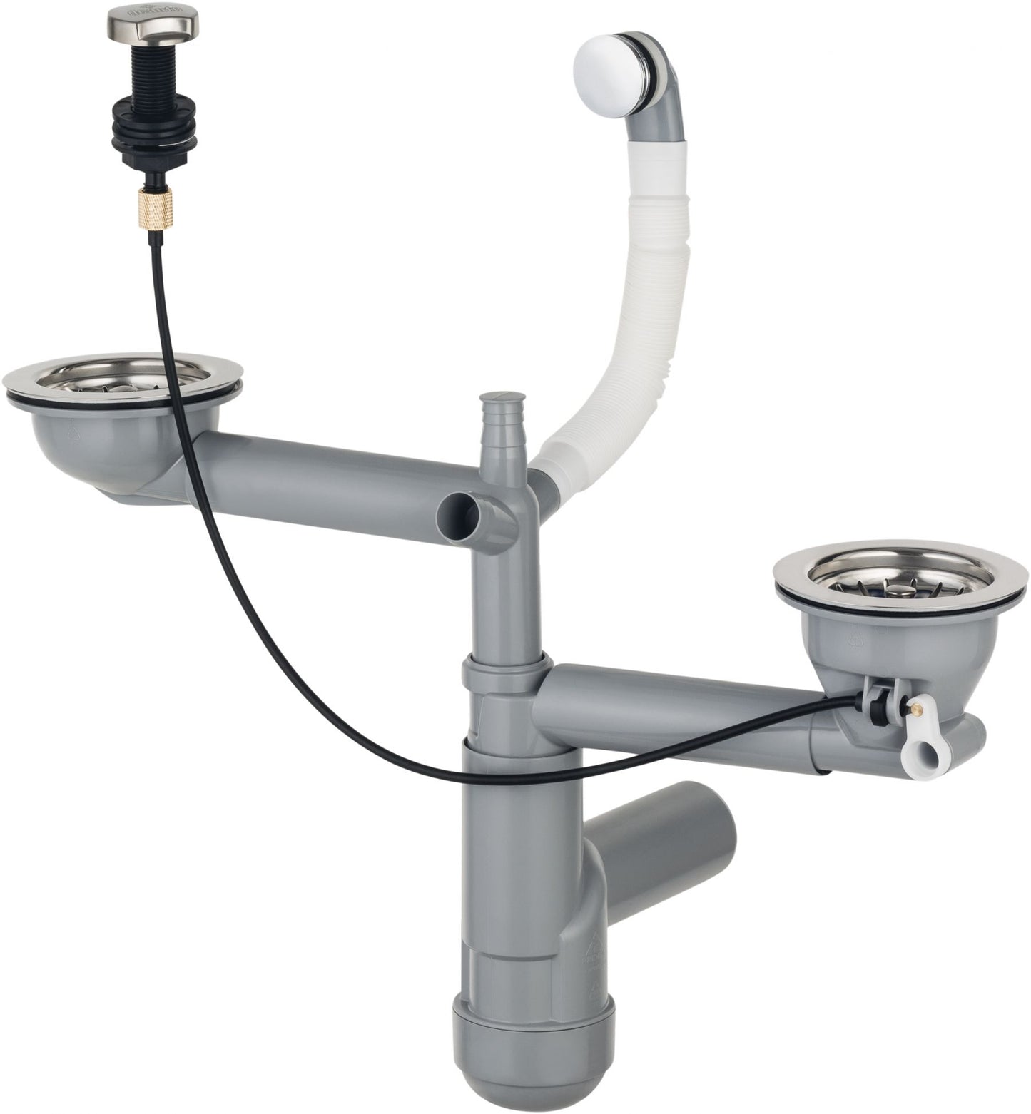 Granite sink waste kit, 1.5- and 2-bowl - Space-Saver