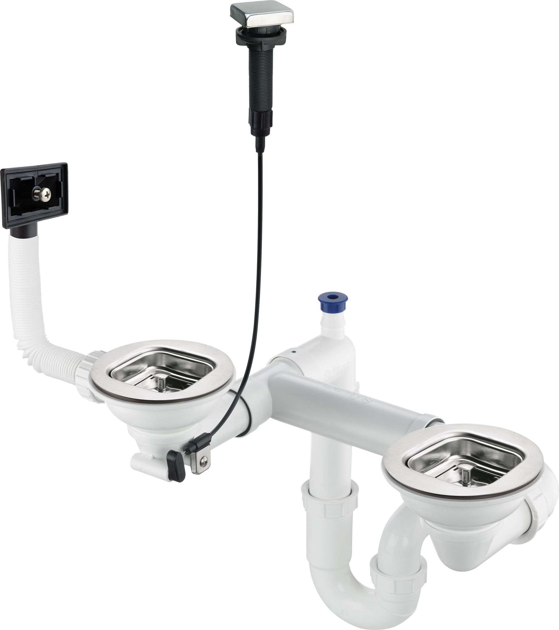 Steel sink waste kit, 1.5- and 2-bowl