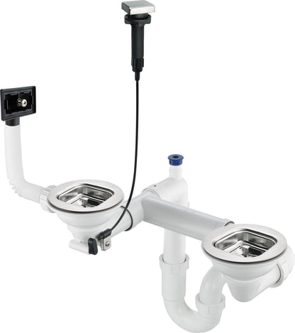 Steel sink waste kit, 1.5- and 2-bowl