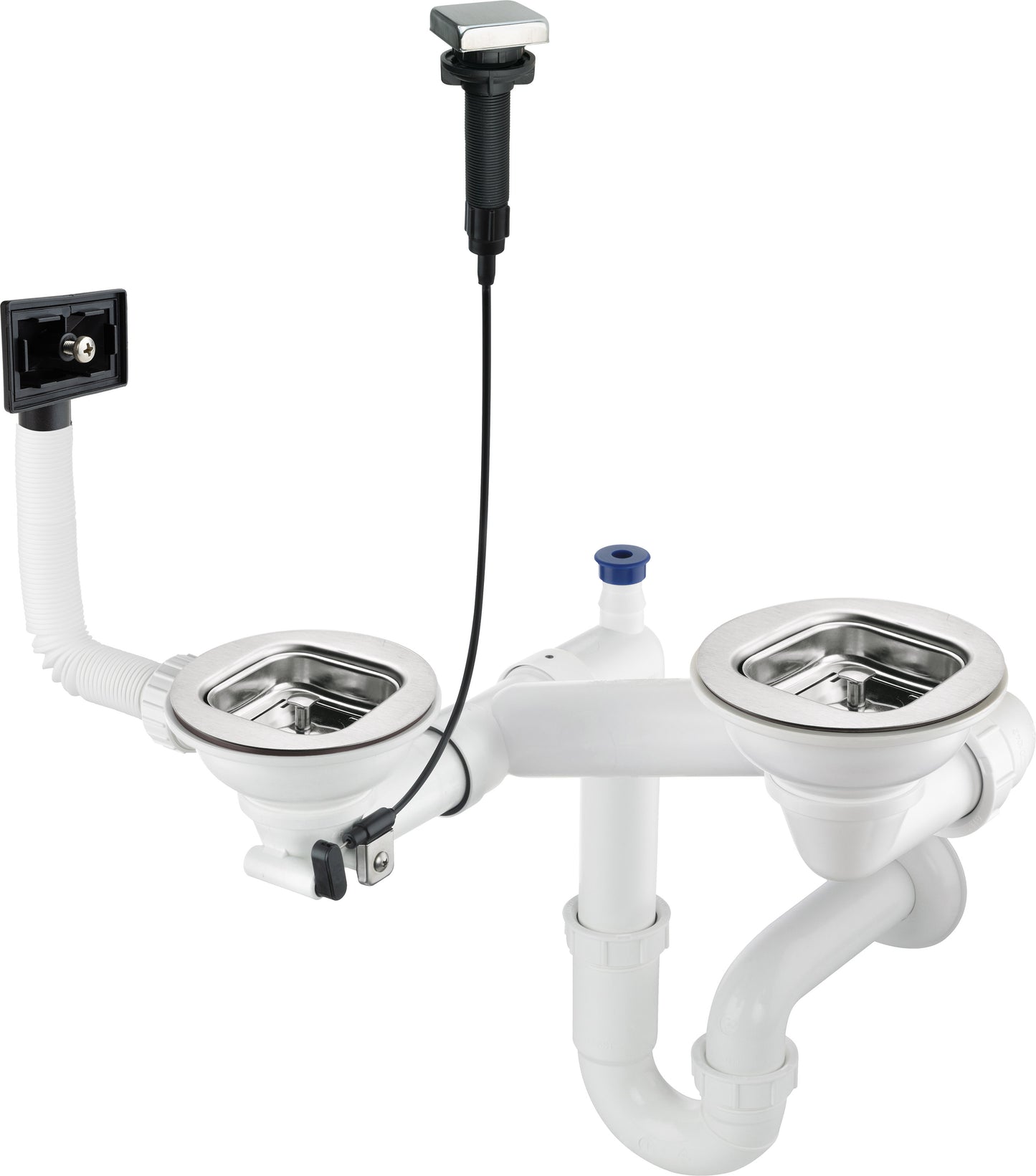 Steel sink waste kit, 1.5- and 2-bowl