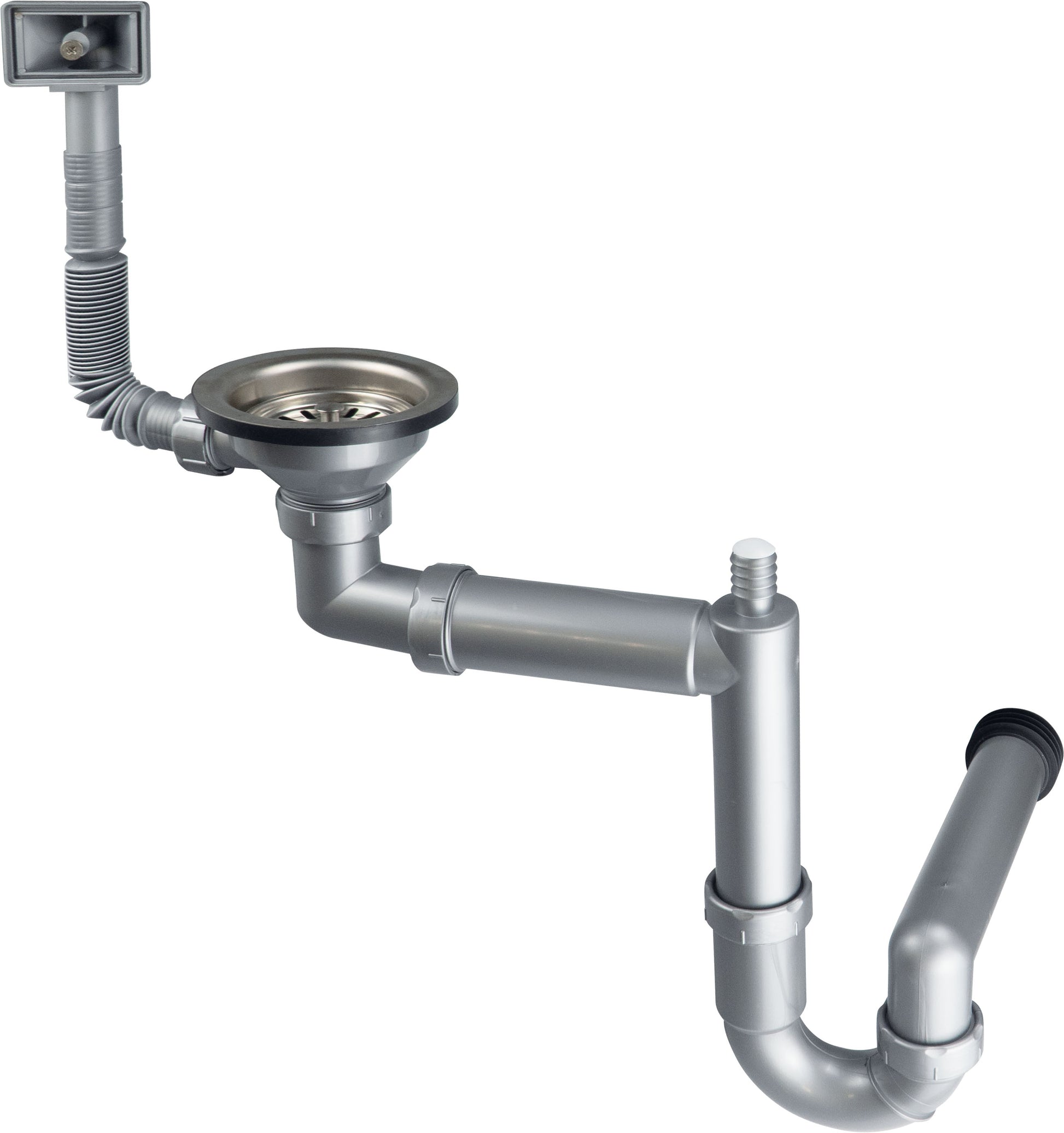 Steel sink waste kit, 1-bowl - 3.5" drain