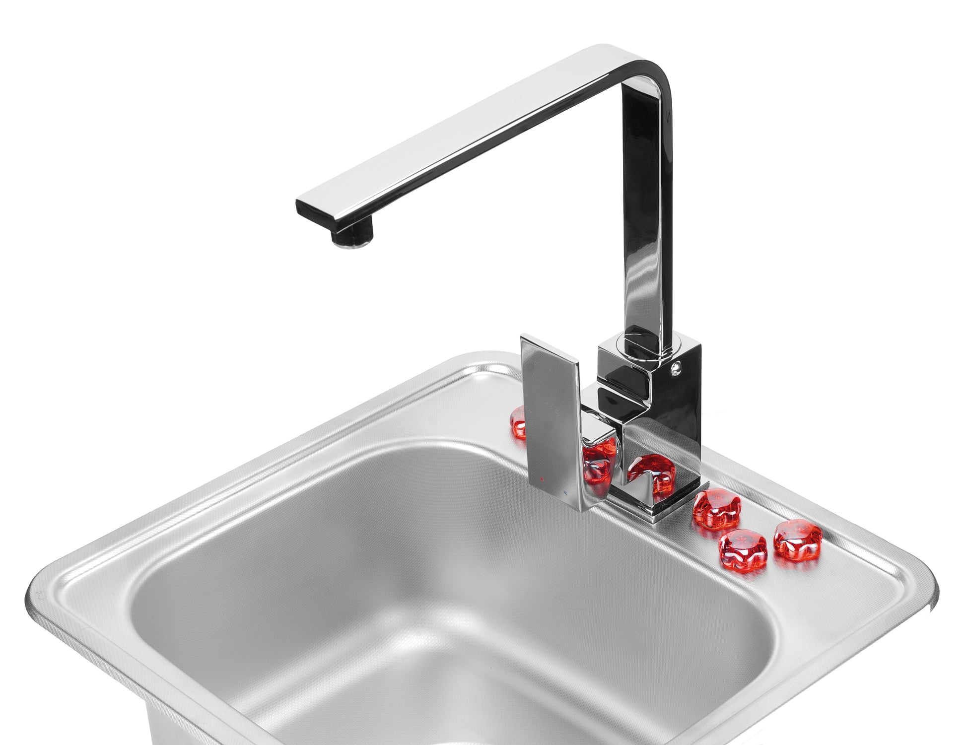 Steel sink, 2-bowl with drainer