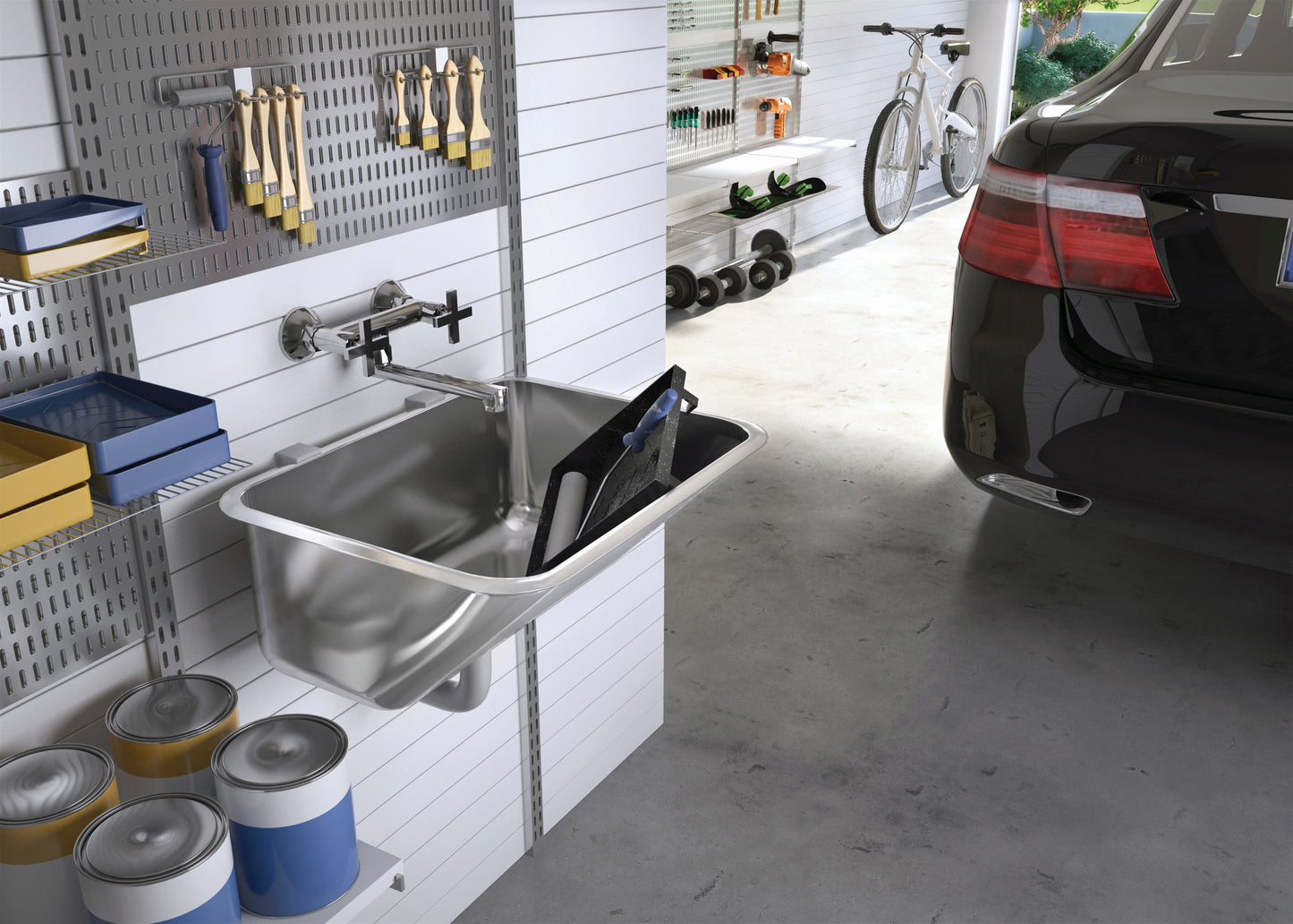 Utility sink, 1-bowl - inset or wall-mounted
