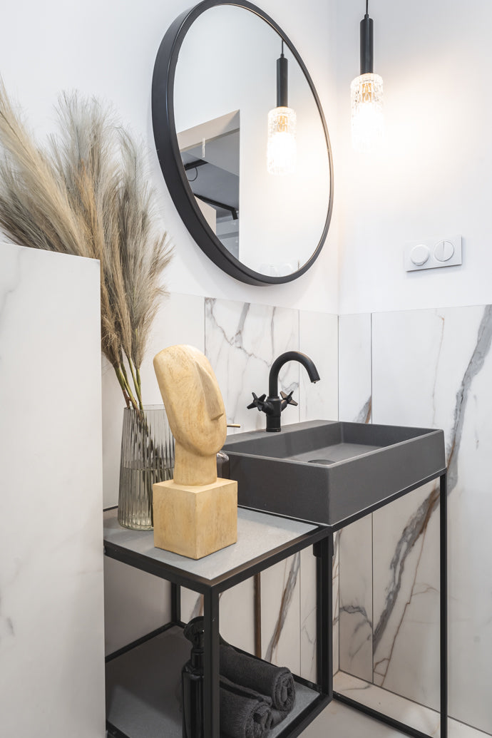 Stone shelf, for bathroom console or tower - modular system