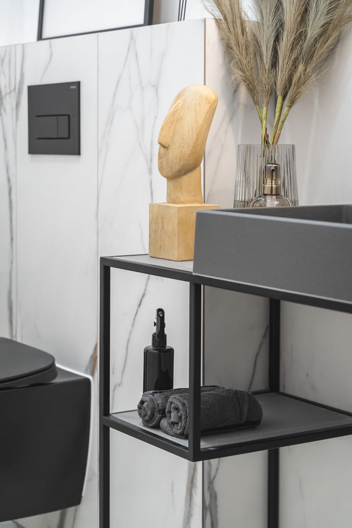 Granite washbasin, countertop, with tap shelf - 60x40 cm
