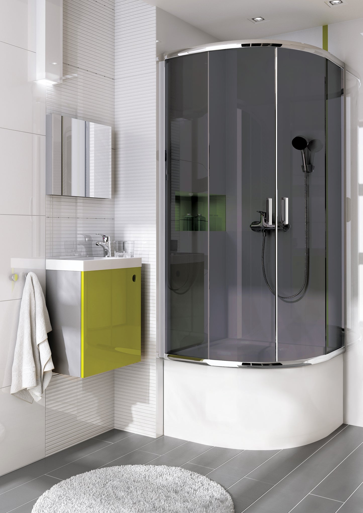 Shower cabin, half round, 90x90 cm