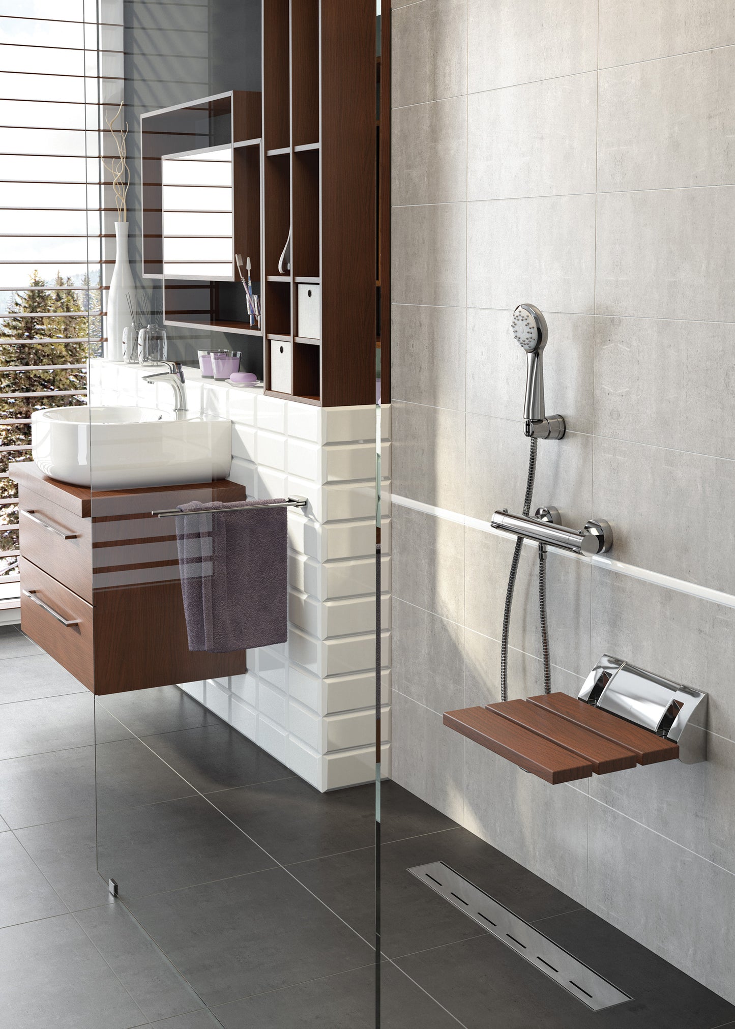 Wall-mounted seat, foldable