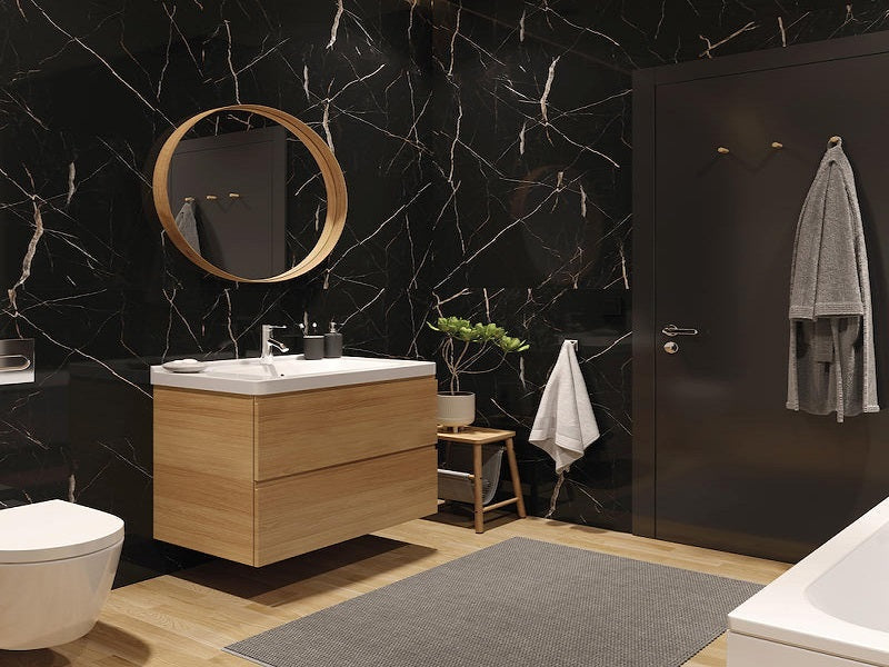 SPC - Black Calacatta Solid Bathroom Wall Panels